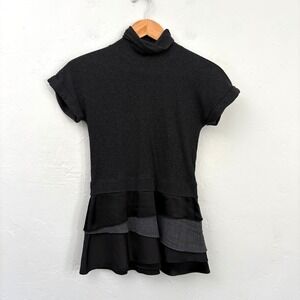 Brunello Cucinelli Tunic Sweater Women Size Small Gray Tiered Wool Silk